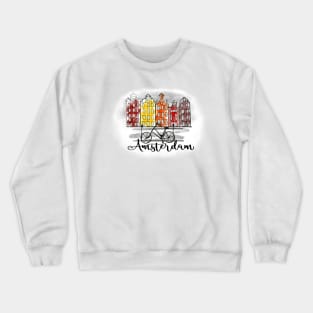 Color splash Amsterdam skyline and bicycle Crewneck Sweatshirt